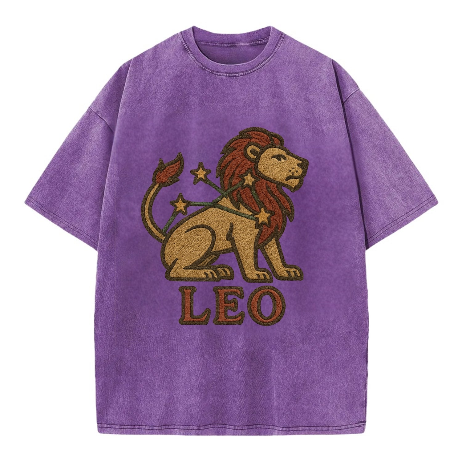 Leo Lion  - Vintage T-shirt - Purple