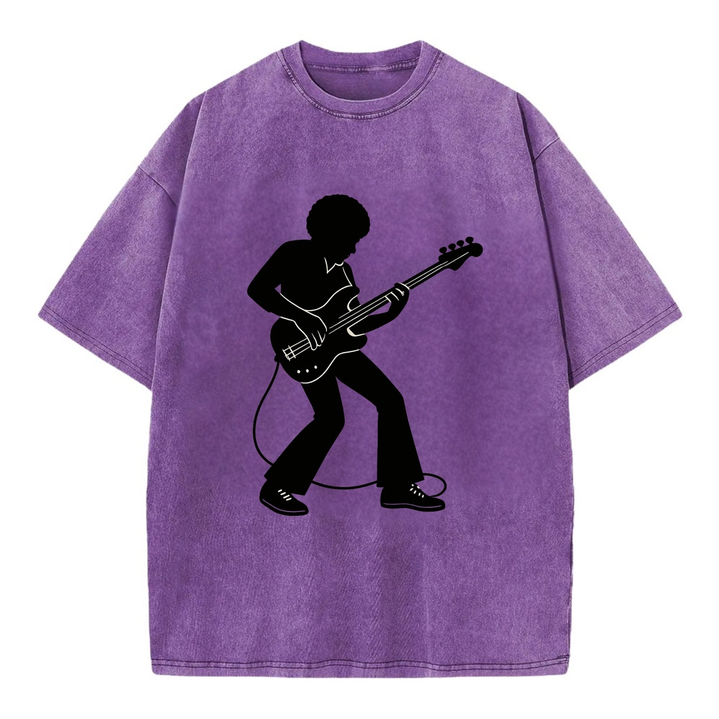 Bass guitarist slap technique - Vintage T-shirt - Purple
