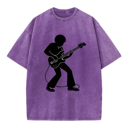 Bass guitarist slap technique - Vintage T-shirt - Purple