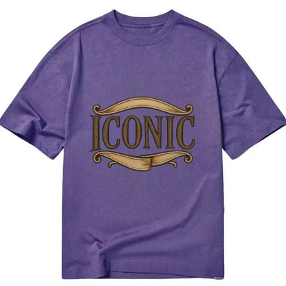 Bold typography design - "ICONIC" - instantly recognizable, trendsetter - Classic T-shirt - Purple