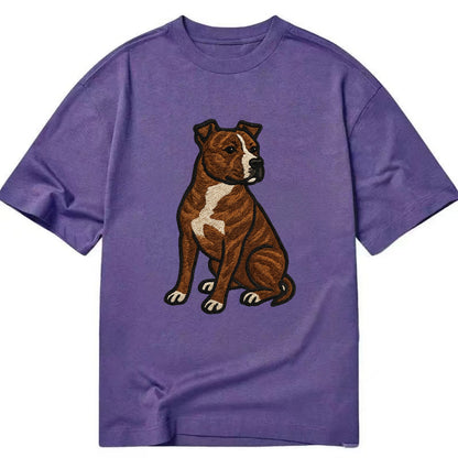 American Staffordshire Terrier - Brindle embroidered pose - Classic T-shirt - Purple
