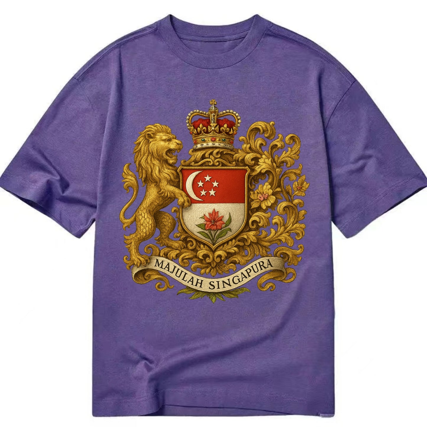 Singapore Merlion Emblem  - Classic T-shirt - Purple