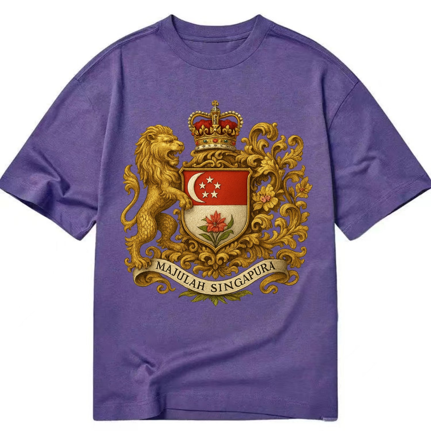 Singapore Merlion Emblem  - Classic T-shirt - Purple