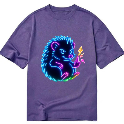 tiny hedgehog curled up slightly, one little paw raised flipping the bird - Classic T-shirt - Purple
