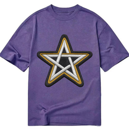 PENTAGRAM STAR - five point star in silver , protection - Classic T-shirt - Purple