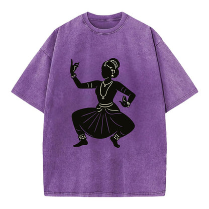 Bharatanatyam classical Indian pose - Vintage T-shirt - Purple