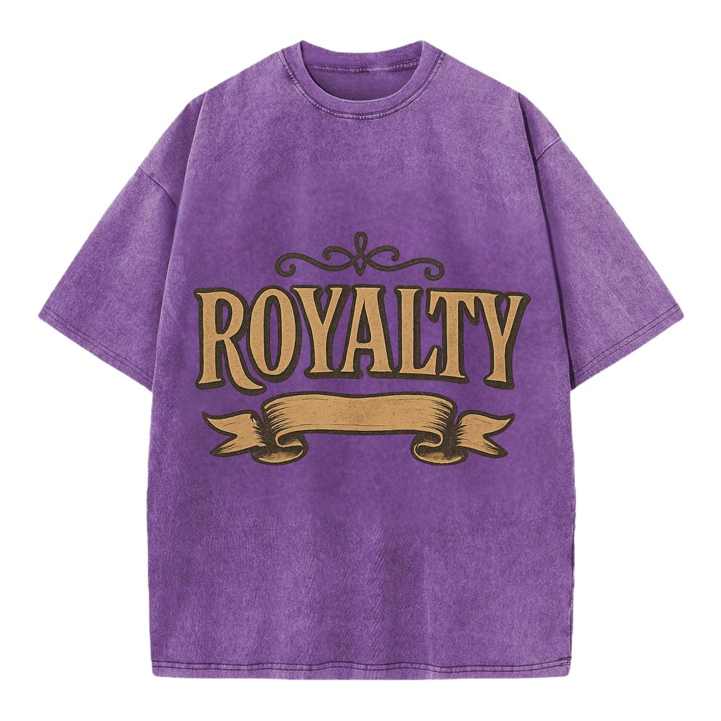 Bold typography design - "ROYALTY" - regal bearing, noble spirit - Vintage T-shirt - Purple