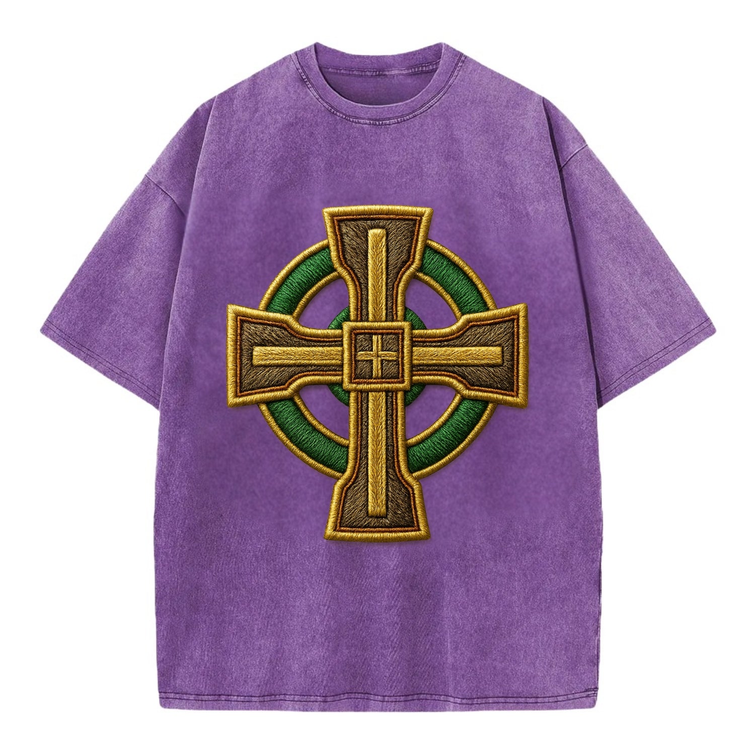 Durrow Cross - Vintage T-shirt - Purple