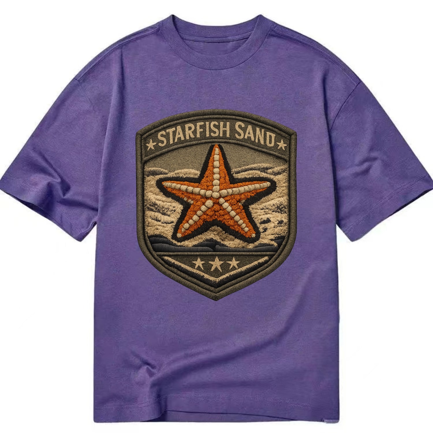 STARFISH SAND - sea star in orange and tan , beachcomber - Classic T-shirt - Purple