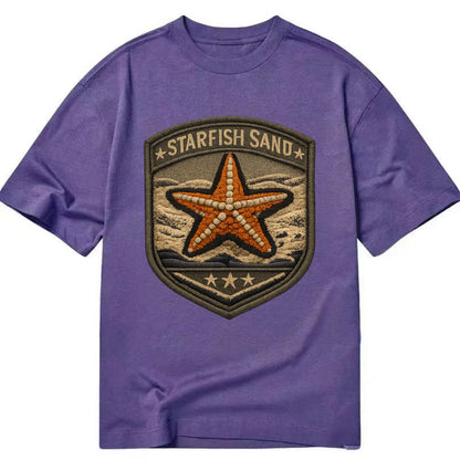 STARFISH SAND - sea star in orange and tan , beachcomber - Classic T-shirt - Purple