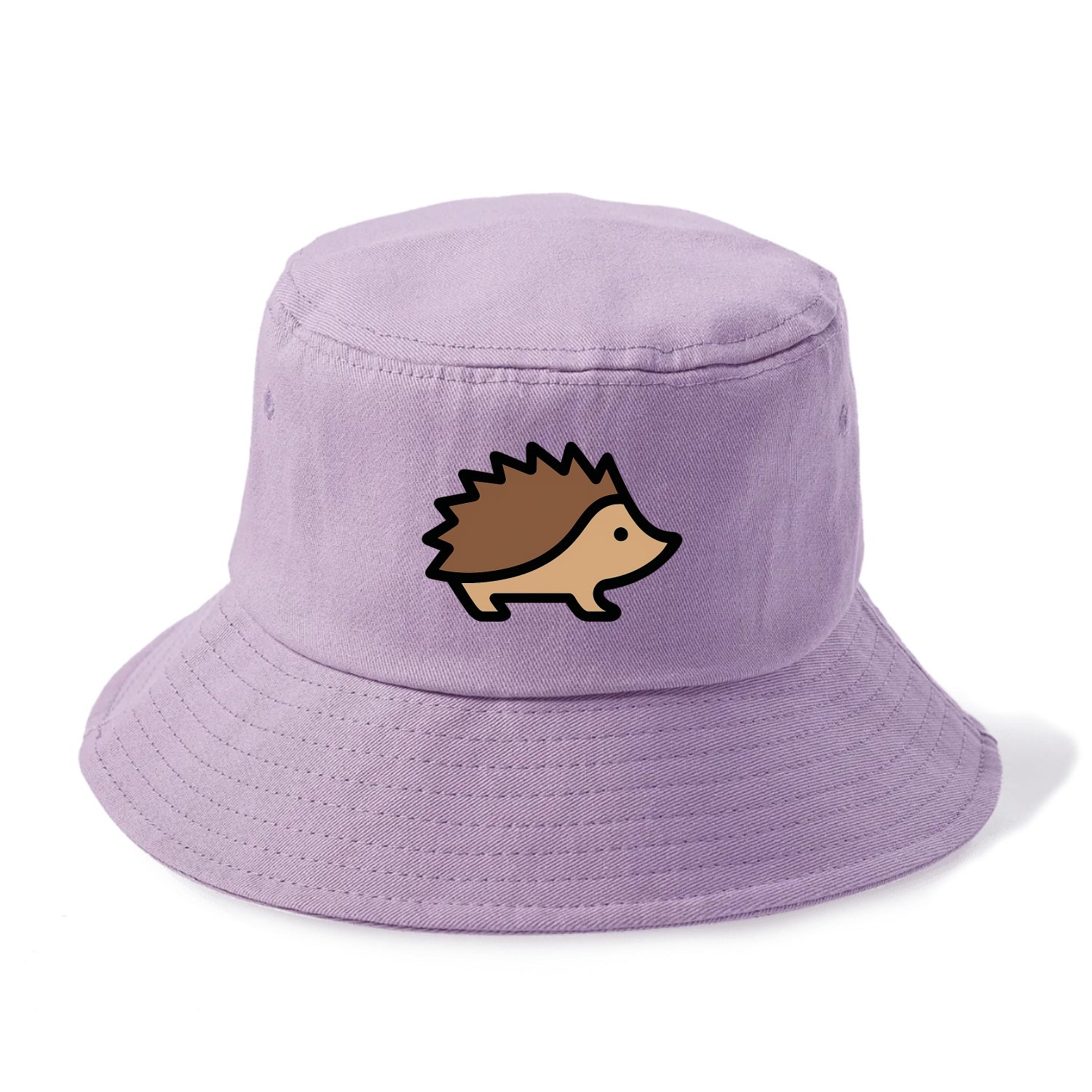 Hedgehog - Brown spiky back flat side profile - Bucket Hat - Purple