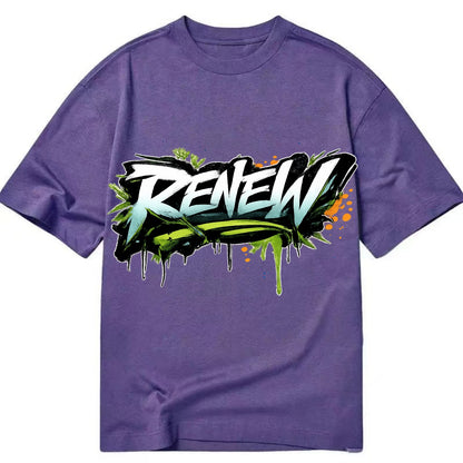 Bold typography design - "RENEW" - starting fresh, regenerating - Classic T-shirt - Purple