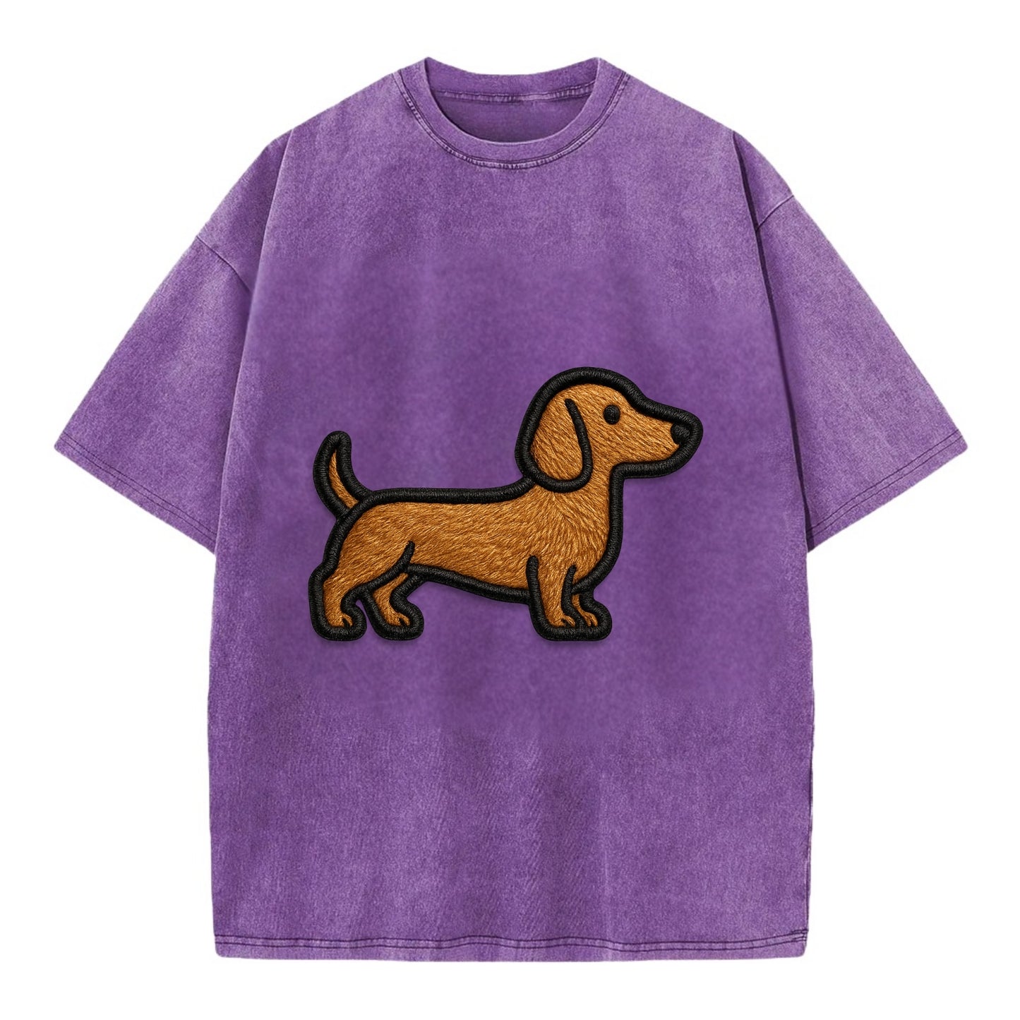 Dachshund - Modern elongated silhouette - Vintage T-shirt - Purple