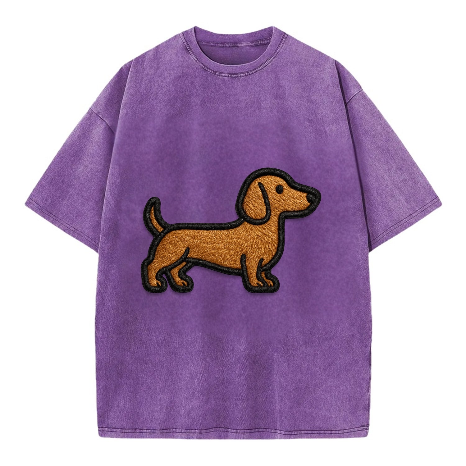 Dachshund - Modern elongated silhouette - Vintage T-shirt - Purple
