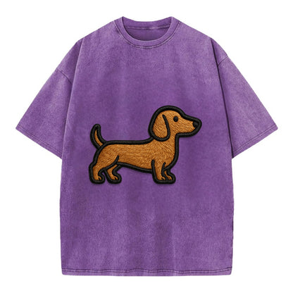 Dachshund - Modern elongated silhouette - Vintage T-shirt - Purple