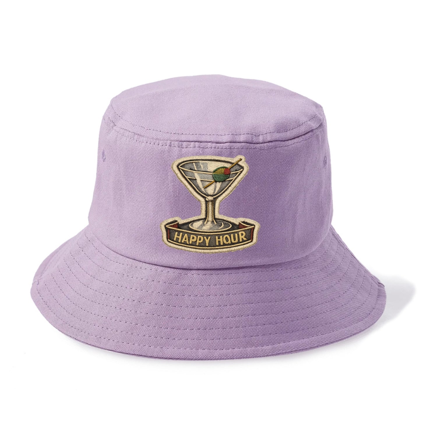 COCKTAIL MARTINI - martini glass with olive in silver and green , happy hour - Bucket Hat - Purple