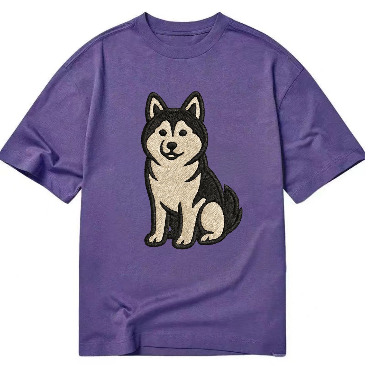 Pomsky - Pomeranian-Husky mix sitting po Classic T-shirt - Purple