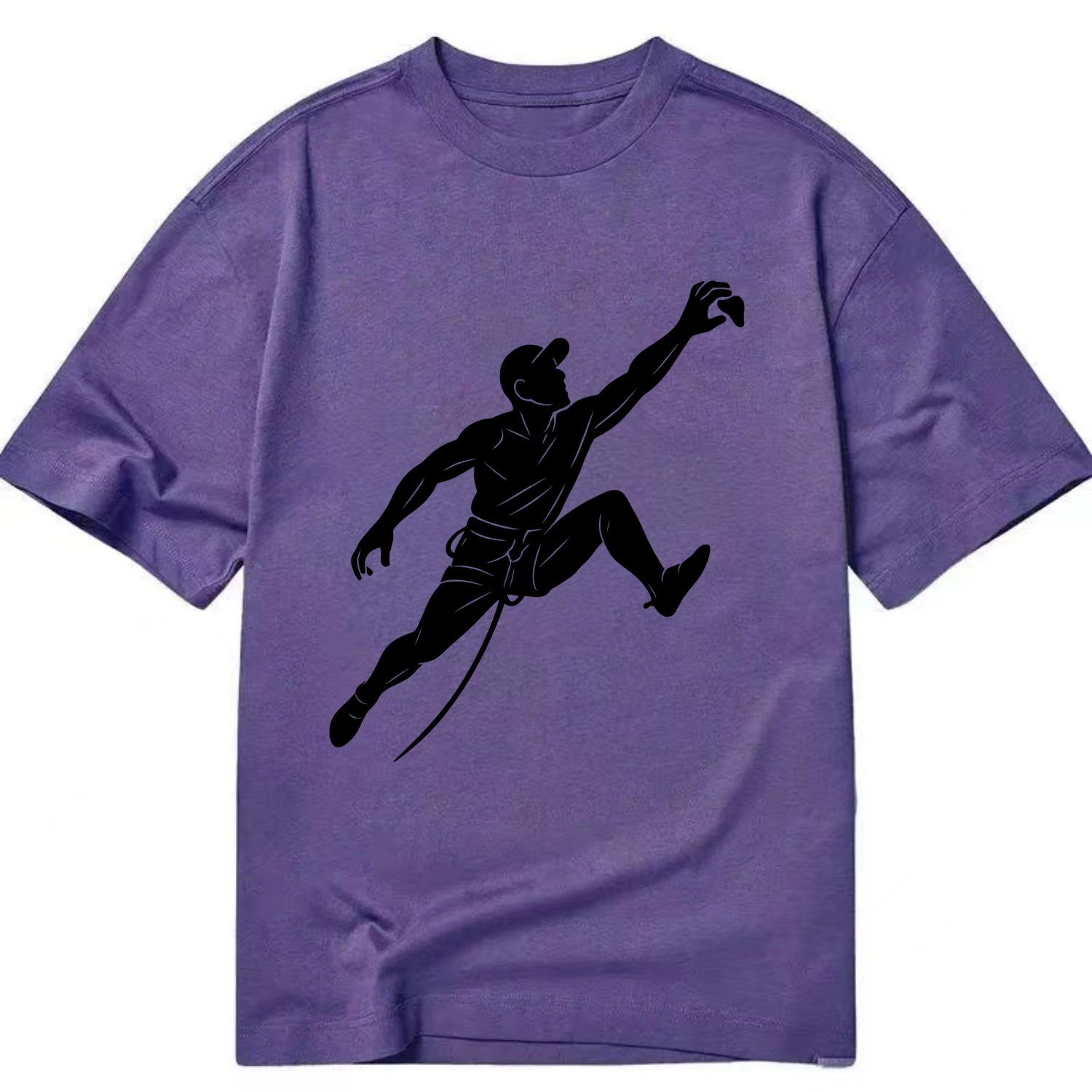 Rock wall climber reaching hold - Classic T-shirt - Purple