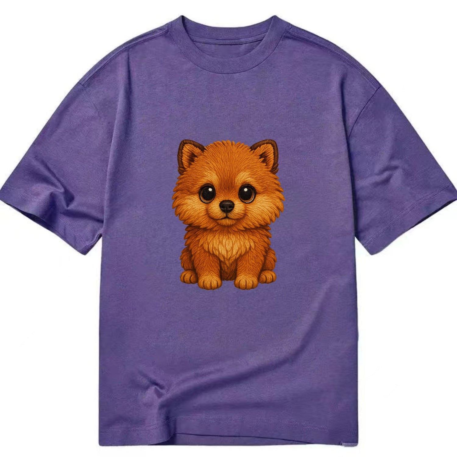 Baby Pomeranian Puppy - fluffy orange ball, fox face, tiny body, bright eyes, - Classic T-shirt - Purple
