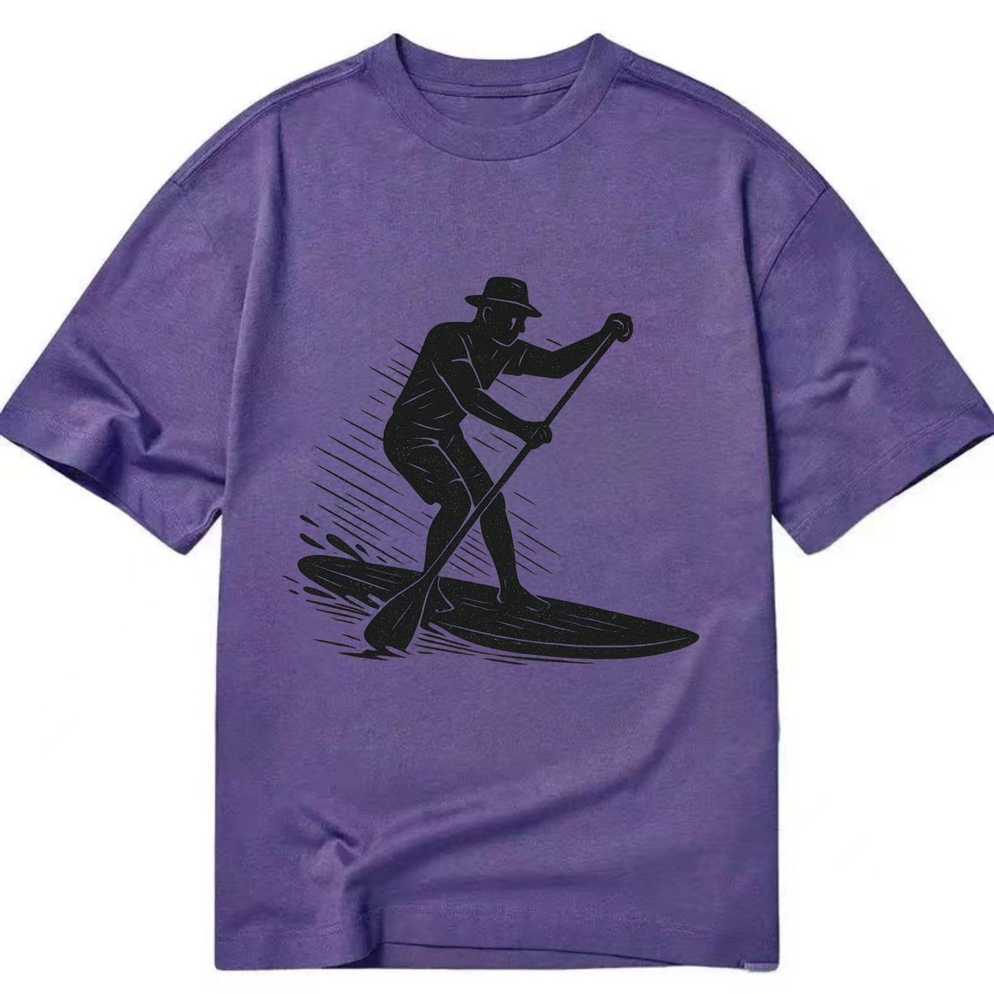 Stand-up paddleboarder on calm water - Classic T-shirt - Purple