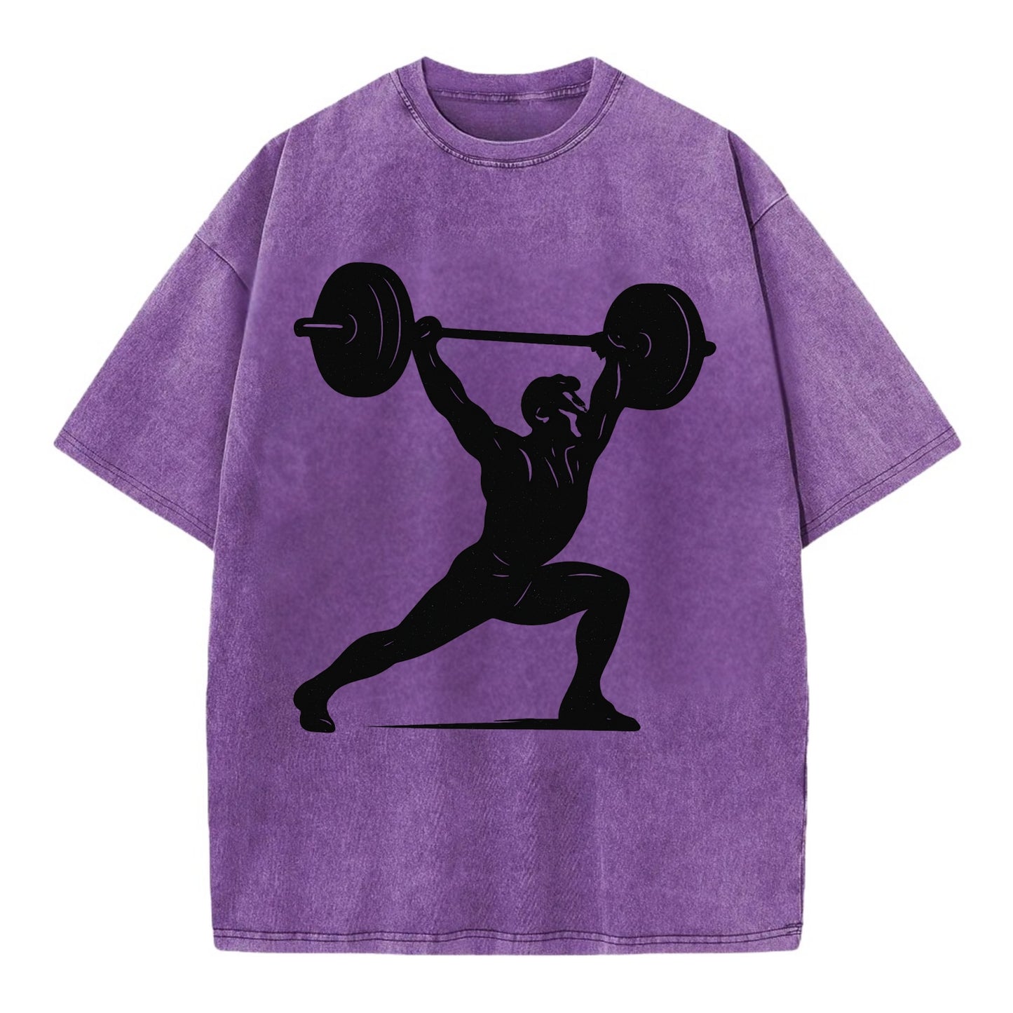 Weightlifter doing overhead snatch - Vintage T-shirt - Purple