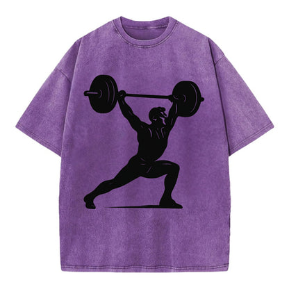 Weightlifter doing overhead snatch - Vintage T-shirt - Purple