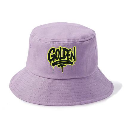 Bold typography design - "GOLDEN" - precious, valuable, excellent - Bucket Hat - Purple