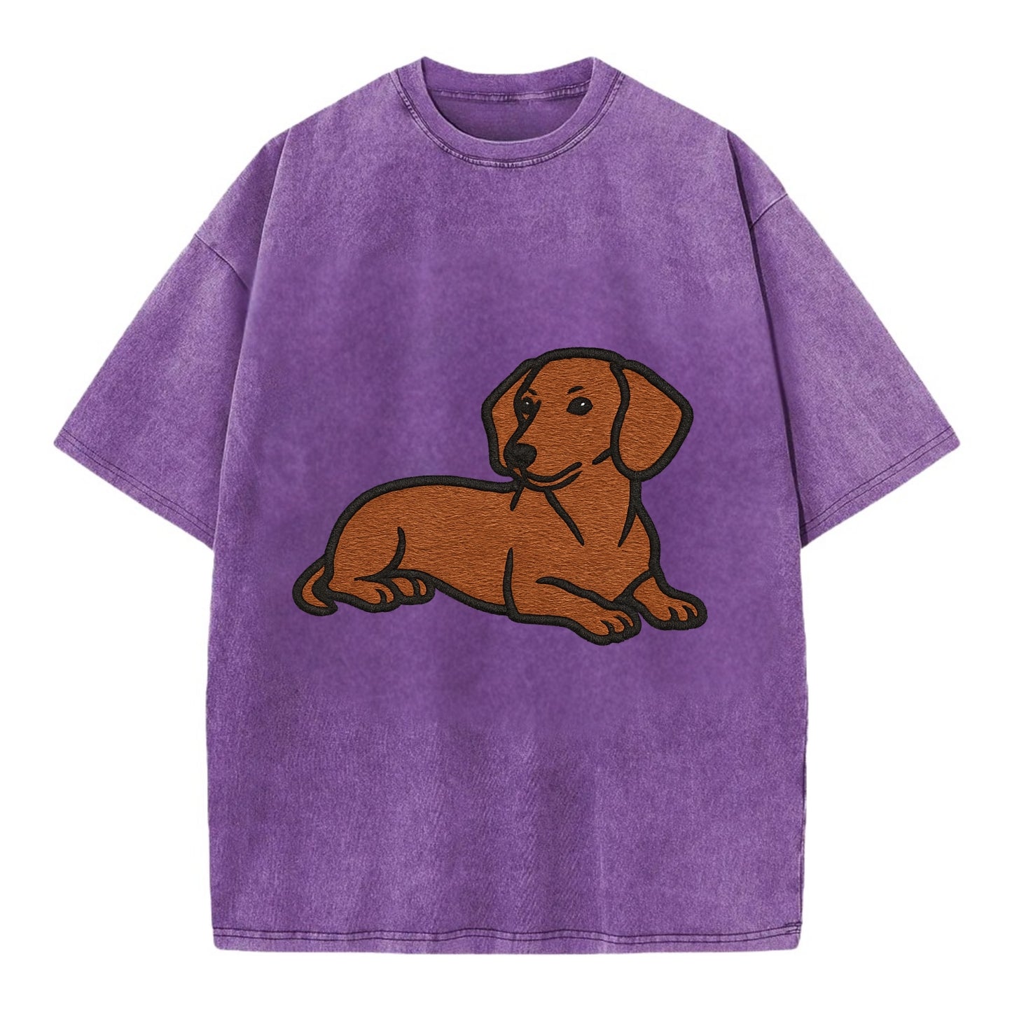 Dachshund - Red smooth relaxed lying dow Vintage T-shirt - Purple