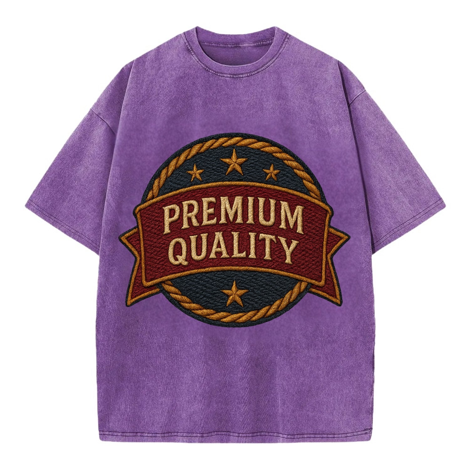 Premium Quality Badge  - Vintage T-shirt - Purple