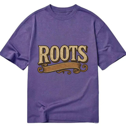 Bold typography design - "ROOTS" - where you come from, heritage - Classic T-shirt - Purple
