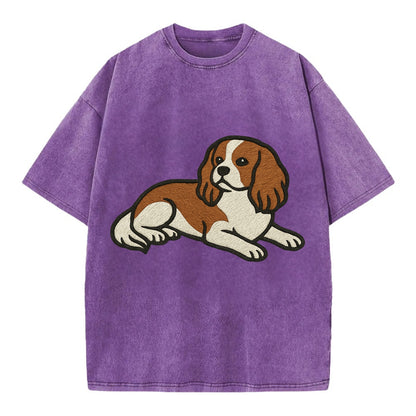 Cavalier King Charles Spaniel - Blenheim Vintage T-shirt - Purple