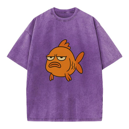 The Goldfish Judging Silently - Vintage T-shirt - Purple