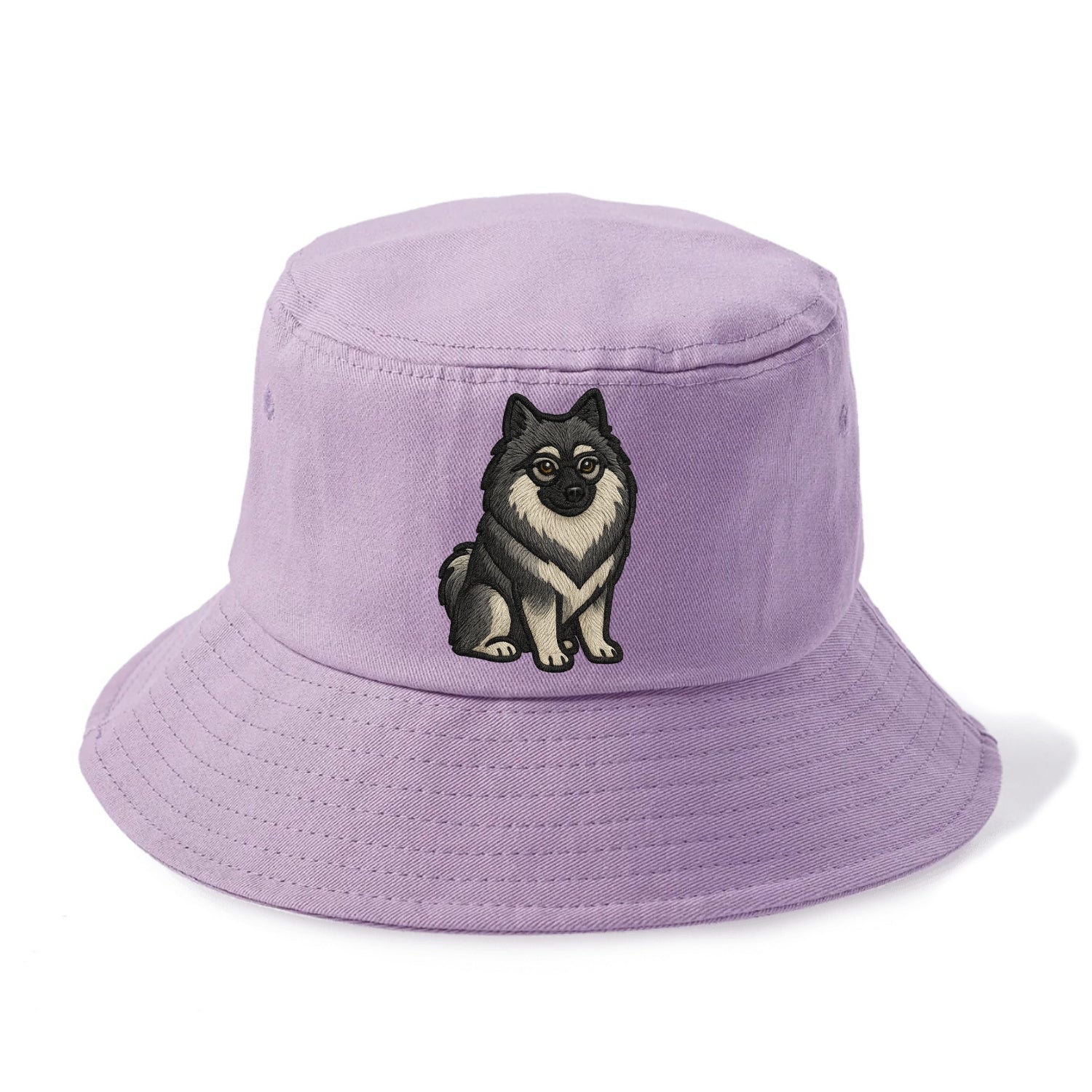 Keeshond - Gray and black spectacles embroidered design - Bucket Hat - Purple