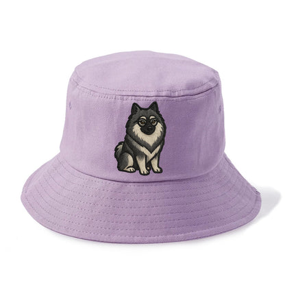Keeshond - Gray and black spectacles embroidered design - Bucket Hat - Purple
