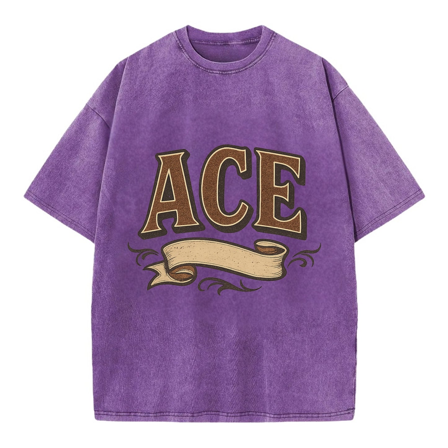 Bold typography design - "ACE" - expert, the best at something - Vintage T-shirt - Purple