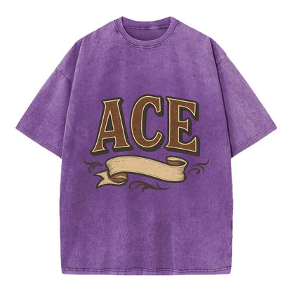 Bold typography design - "ACE" - expert, the best at something - Vintage T-shirt - Purple