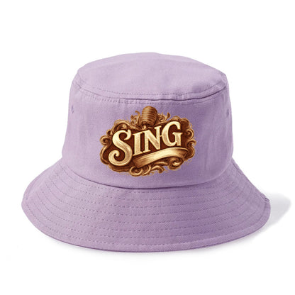 Bold typography design - "SING" - vocal expression, musical soul - Bucket Hat - Purple