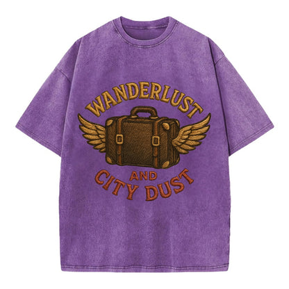 Wanderlust And City Dust  - Vintage T-shirt - Purple