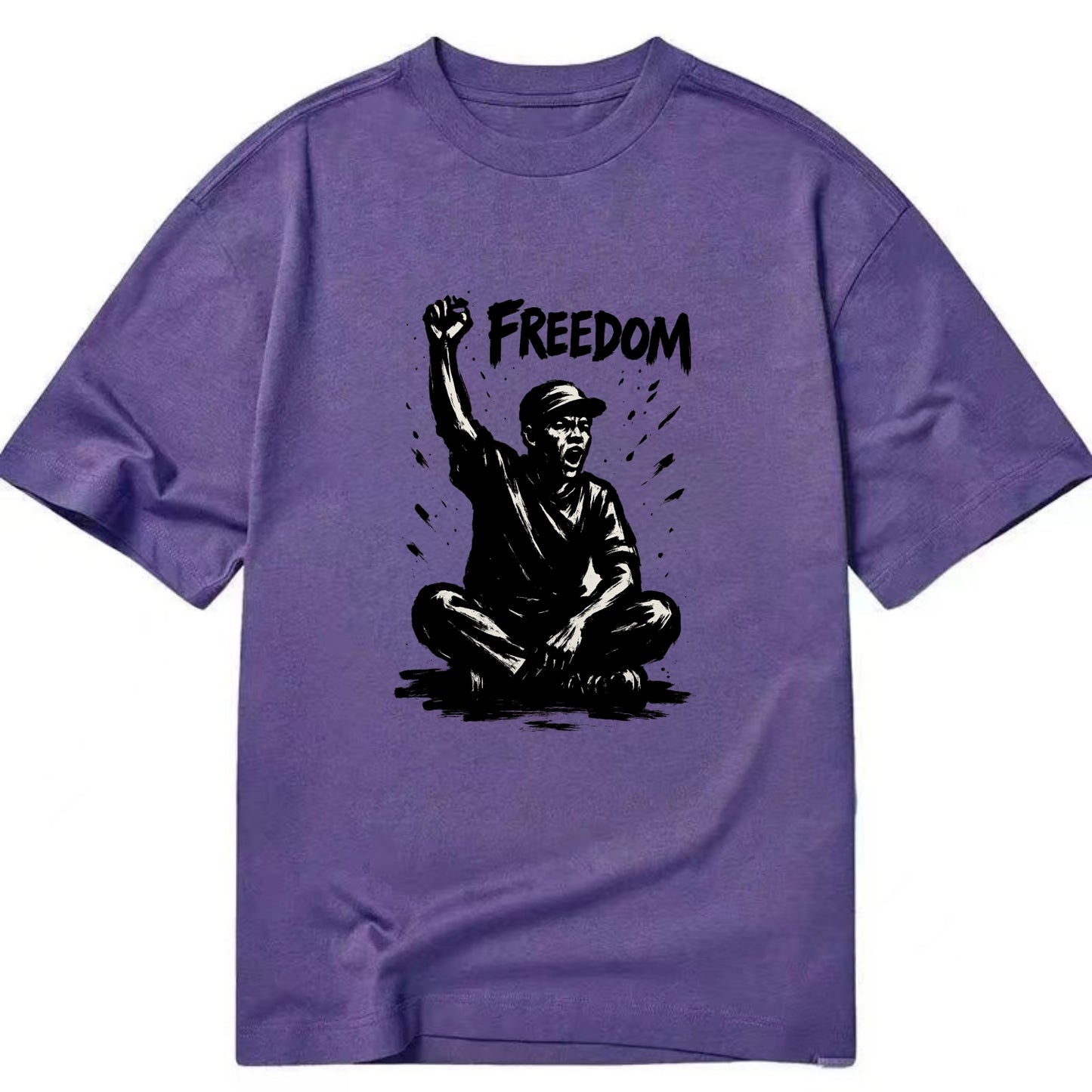 Sit-in protest figure - civil disobedience ink art - Classic T-shirt - Purple