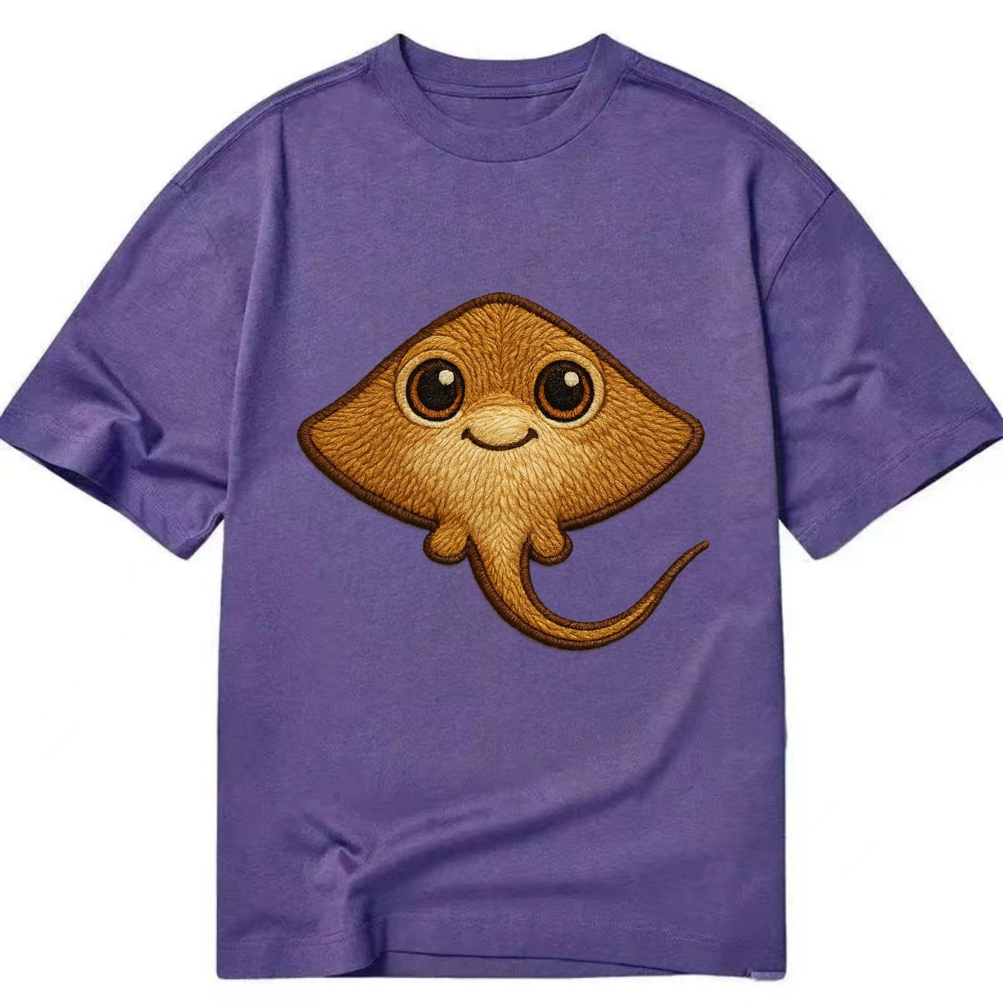 Baby Stingray - flat body, long tail, eyes on top, front-facing, friendly - Classic T-shirt - Purple