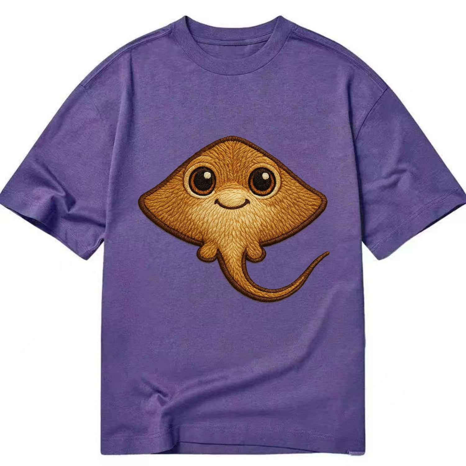 Baby Stingray - flat body, long tail, eyes on top, front-facing, friendly - Classic T-shirt - Purple