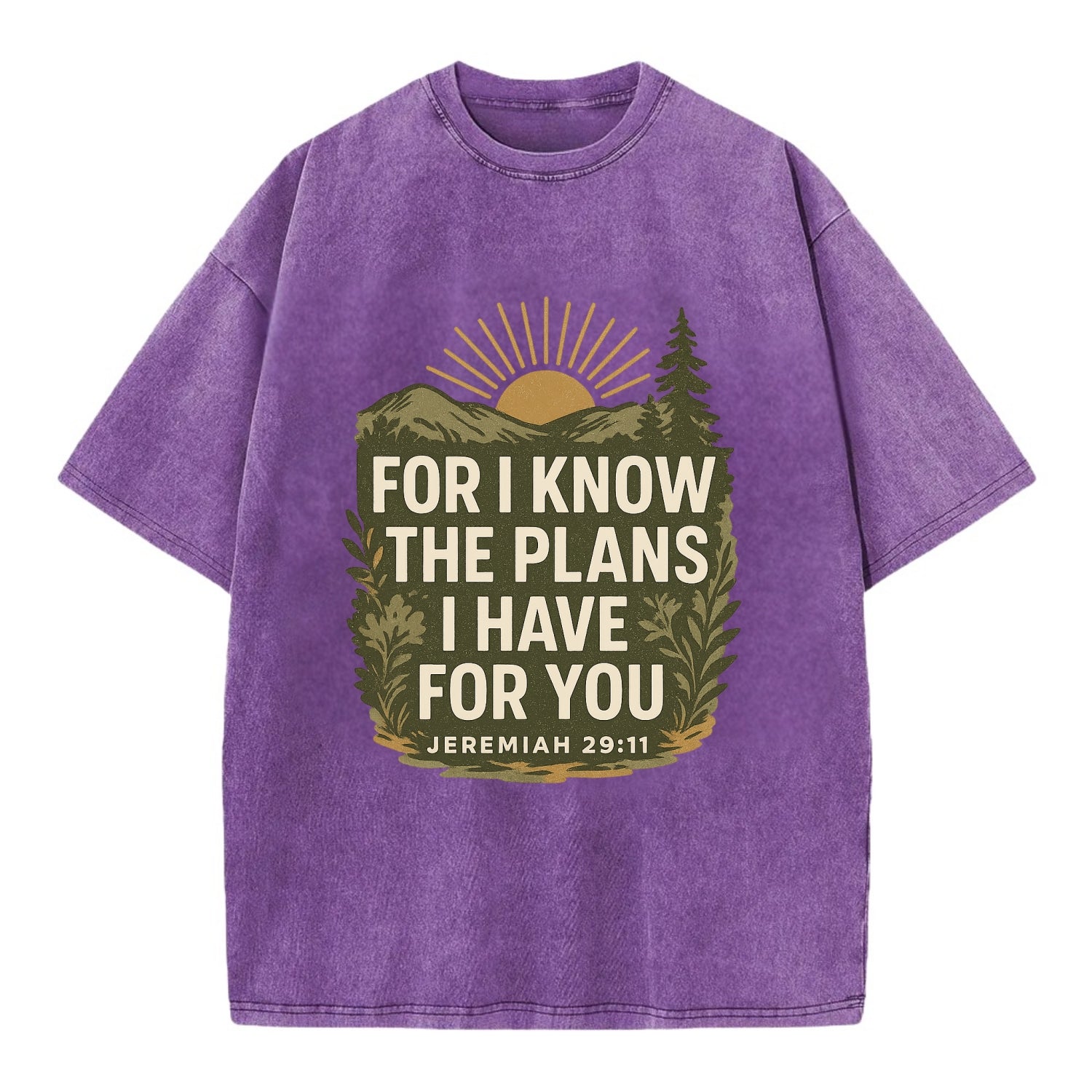 Jeremiah 29:11 Sunrise - Vintage T-shirt - Purple