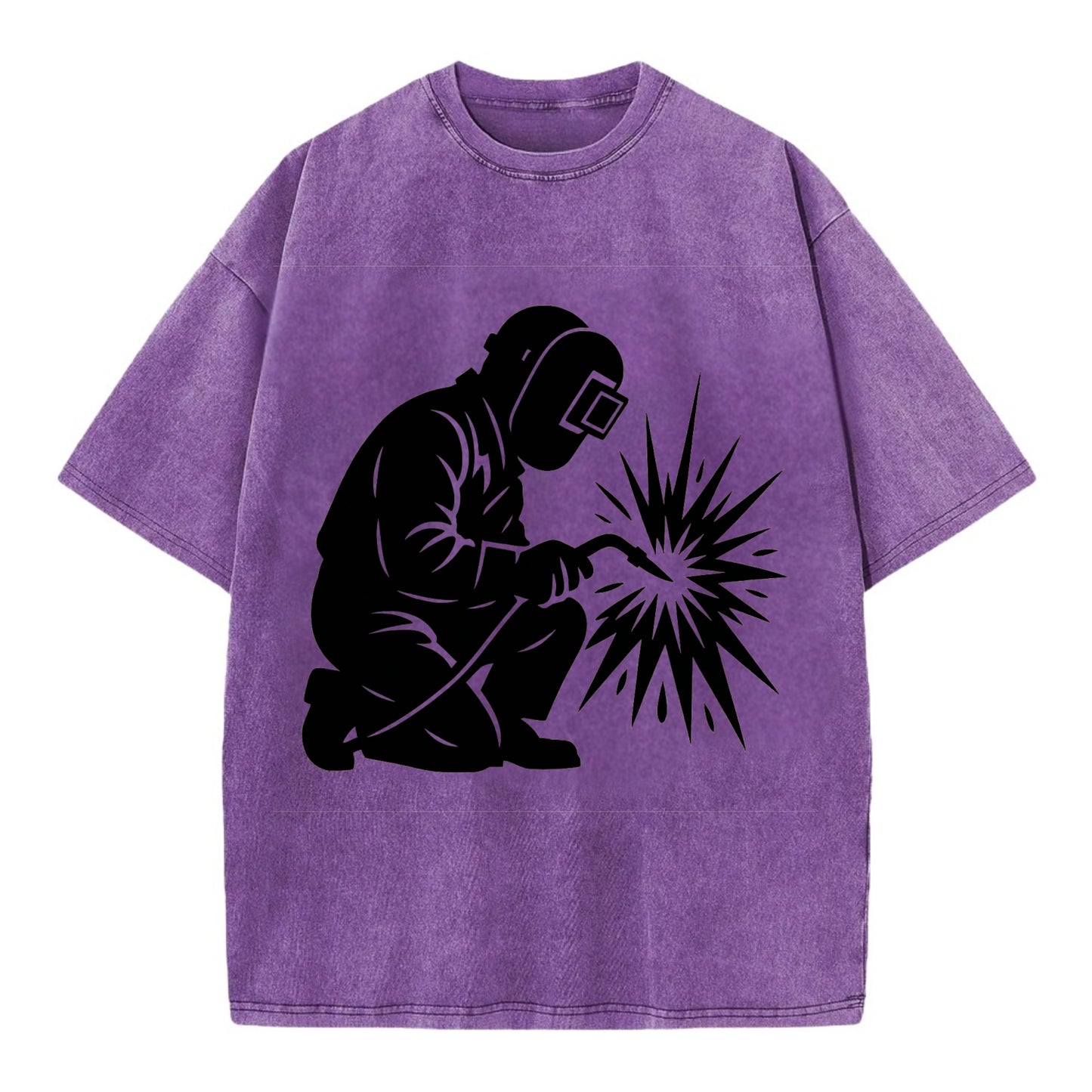 Welder sparks flying dramatically - Vintage T-shirt - Purple