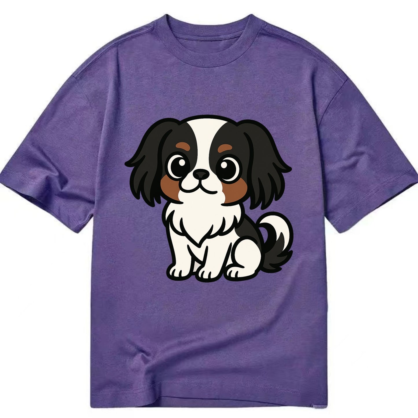 Japanese Chin - Black and white sitting pose - Classic T-shirt - Purple