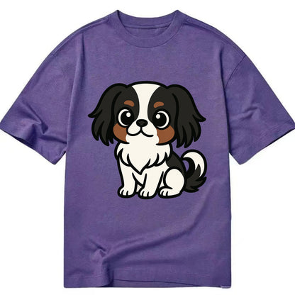 Japanese Chin - Black and white sitting pose - Classic T-shirt - Purple