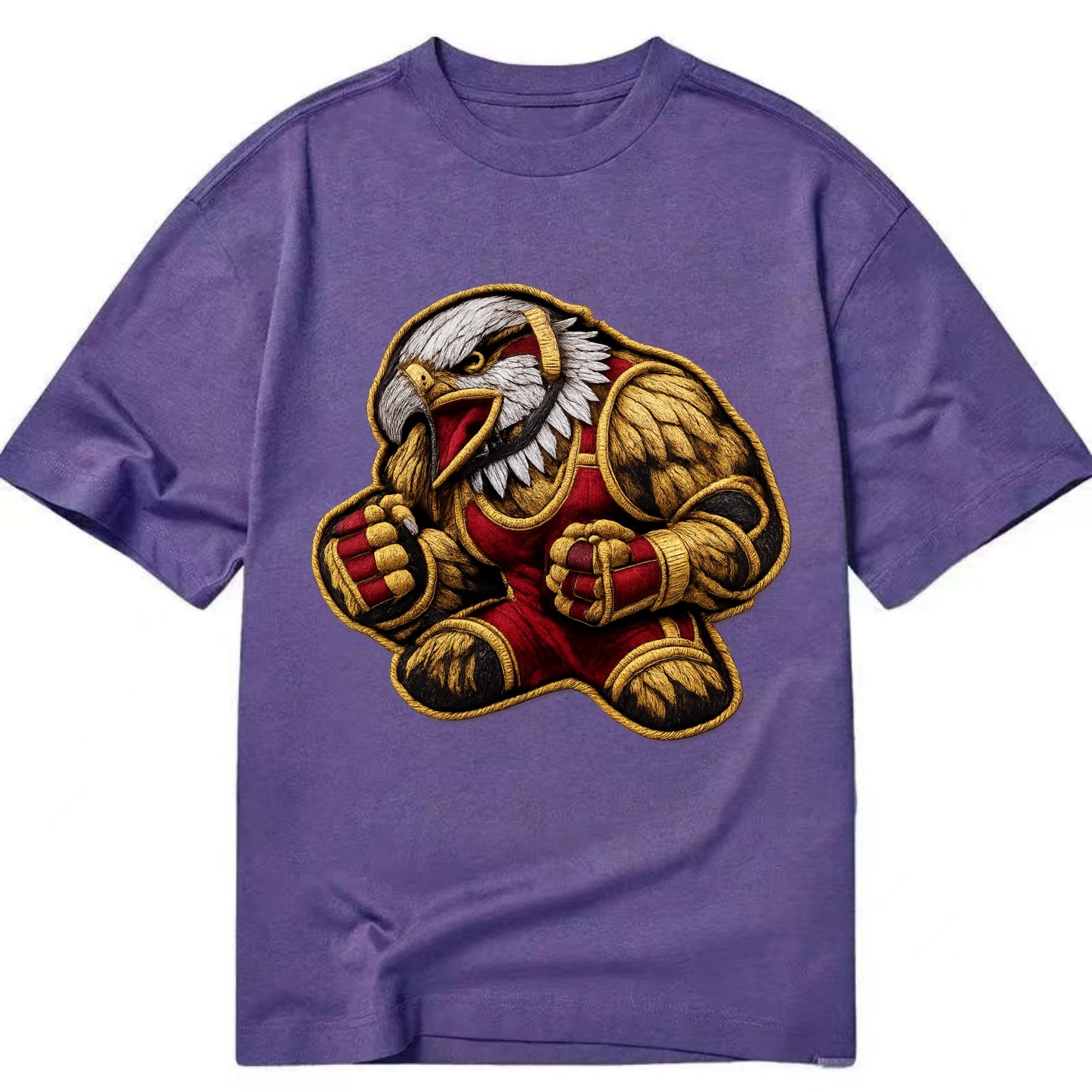 Embroidered patch design - WRESTLING EAGLE - fierce eagle with wrestling singlet - Classic T-shirt - Purple