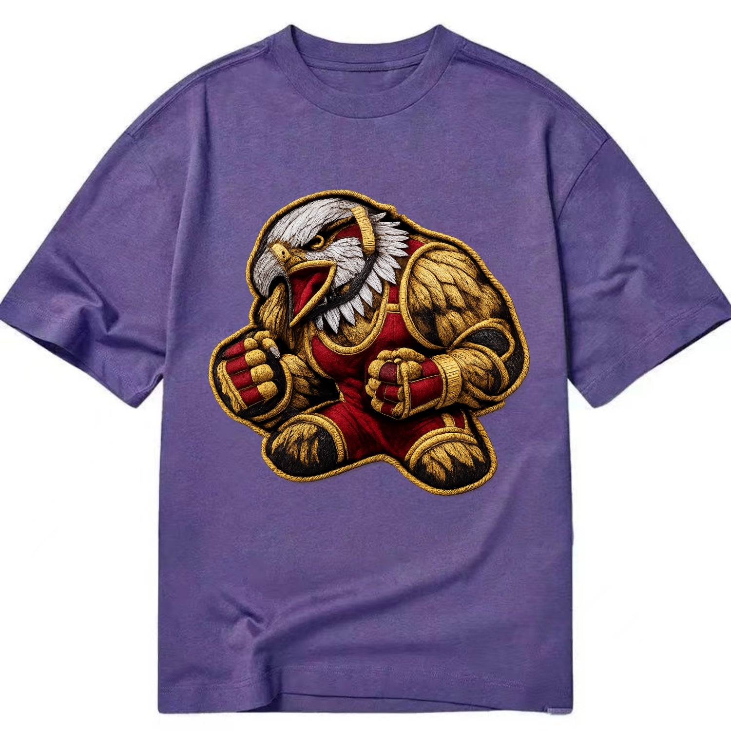 Embroidered patch design - WRESTLING EAGLE - fierce eagle with wrestling singlet - Classic T-shirt - Purple