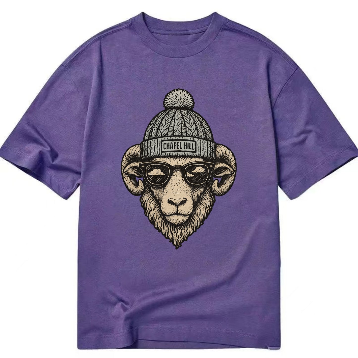 Chapel Hill Tar Heel Ram wearing UNC bea - Classic T-shirt - Purple
