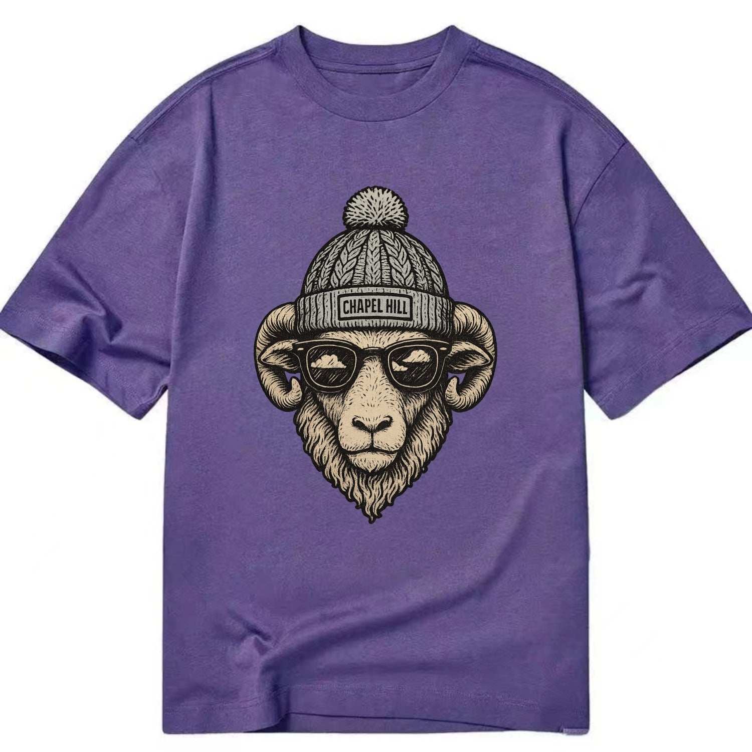 Chapel Hill Tar Heel Ram wearing UNC bea - Classic T-shirt - Purple