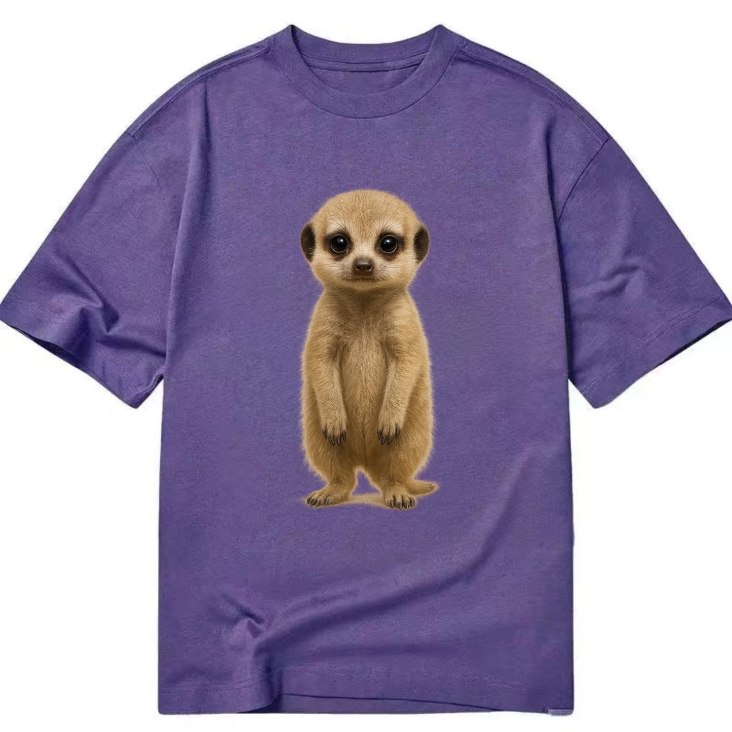 Baby Meerkat - tan fur, dark eye patches, alert stance, bright eyes, - Classic T-shirt - Purple